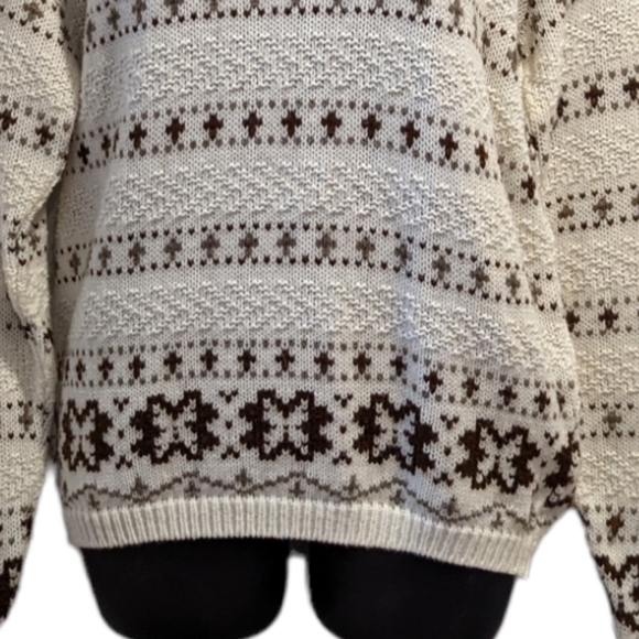 𝅺vintage cream striped sweater large grandma style cottagecore - Picture 3 of 10